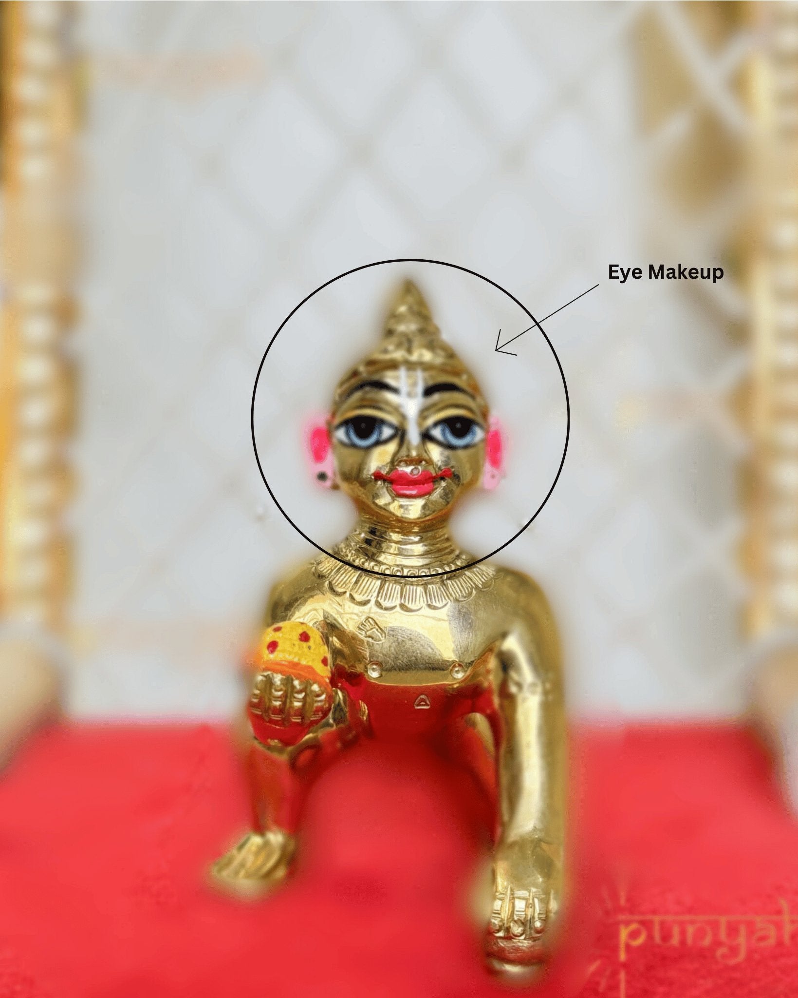 Heavy Solid Pure Brass Laddu Gopal Ji Idol from Vrindavan (3.25 Inches) - Punyah Handicraft