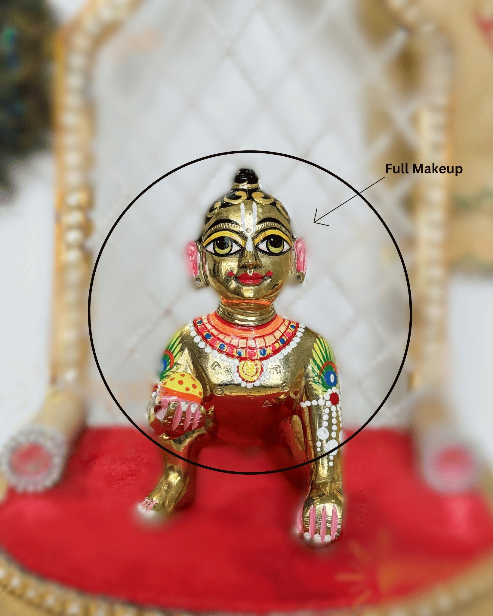 Heavy Solid Pure Brass Laddu Gopal Ji Idol from Vrindavan (5.25 inch) - Punyah Handicraft