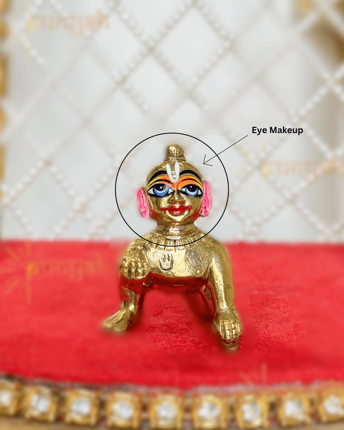 Heavy Solid Pure Brass Laddu Gopal Ji Idol from Vrindavan (5.25 inch) - Punyah Handicraft