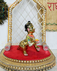 Heavy Solid Pure Brass Laddu Gopal Ji Idol from Vrindavan (5.25 inch) - Punyah Handicraft