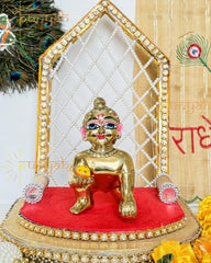 Heavy Solid Pure Brass Laddu Gopal Ji Idol from Vrindavan (5.5 inches) - Punyah Handicraft