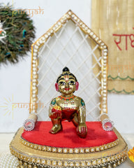 Heavy Solid Pure Brass Laddu Gopal Ji Idol from Vrindavan (5.5 inches) - Punyah Handicraft