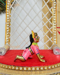 Heavy Solid Pure Brass Radha Rani Ji Idol from Vrindavan (3.4 Inches) - Punyah Handicraft