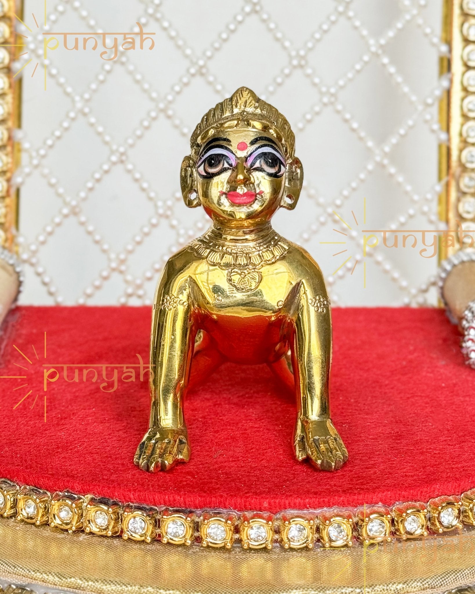 Heavy Solid Pure Brass Radha Rani Ji Idol from Vrindavan (4 Inches) - Punyah Handicraft