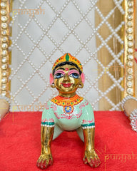 Heavy Solid Pure Brass Radha Rani Ji Idol from Vrindavan (4 Inches) - Punyah Handicraft