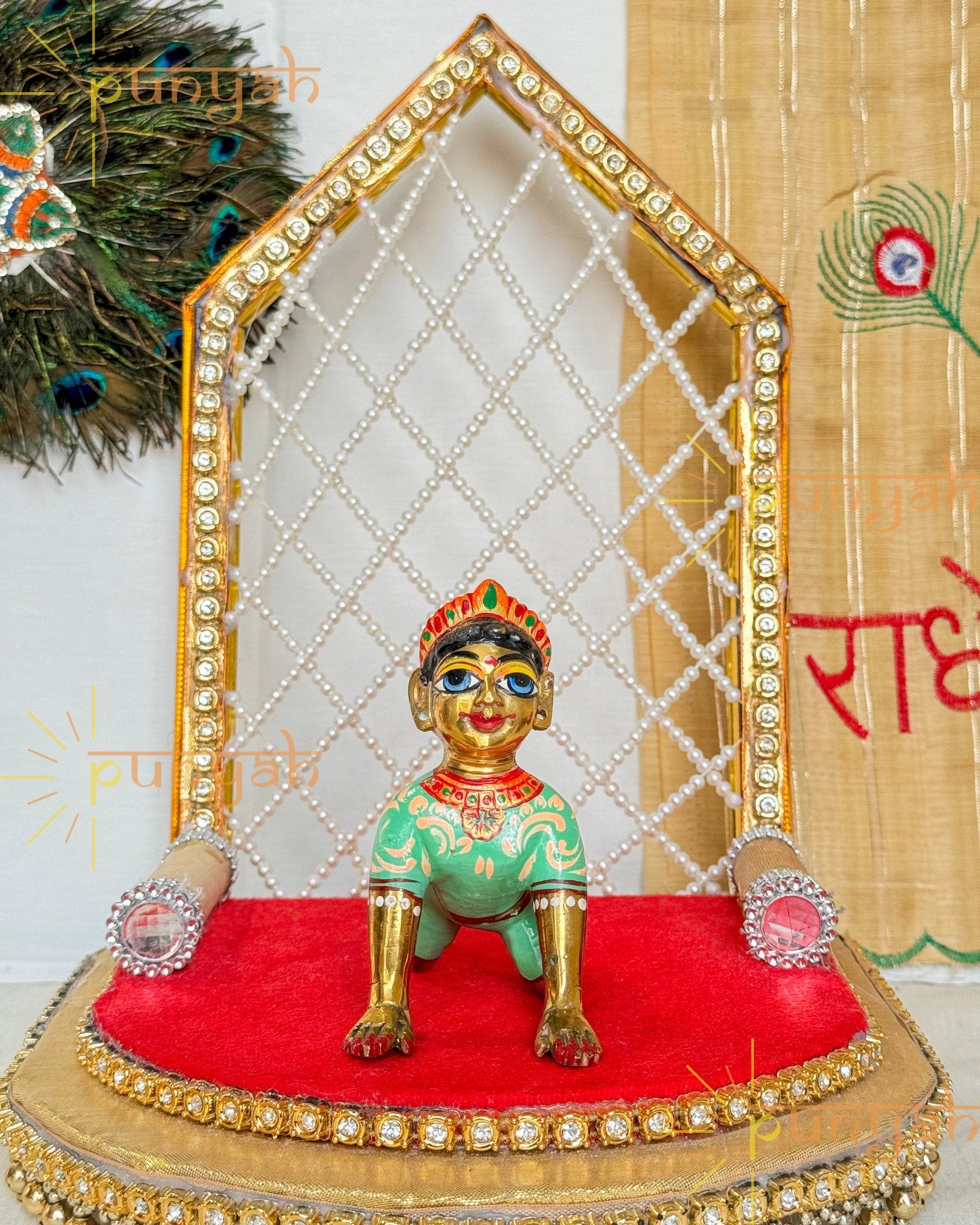 Heavy Solid Pure Brass Radha Rani Ji Idol from Vrindavan (4 Inches) - Punyah Handicraft