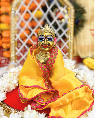 Heavy Solid Pure Brass Radha Rani Ji Idol from Vrindavan (5.25 inches) - Punyah Handicraft