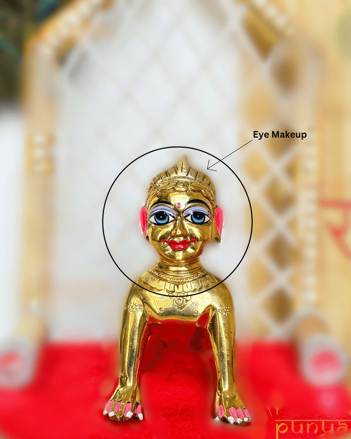 Heavy Solid Pure Brass Radha Rani Ji Idol from Vrindavan (5.25 inches) - Punyah Handicraft