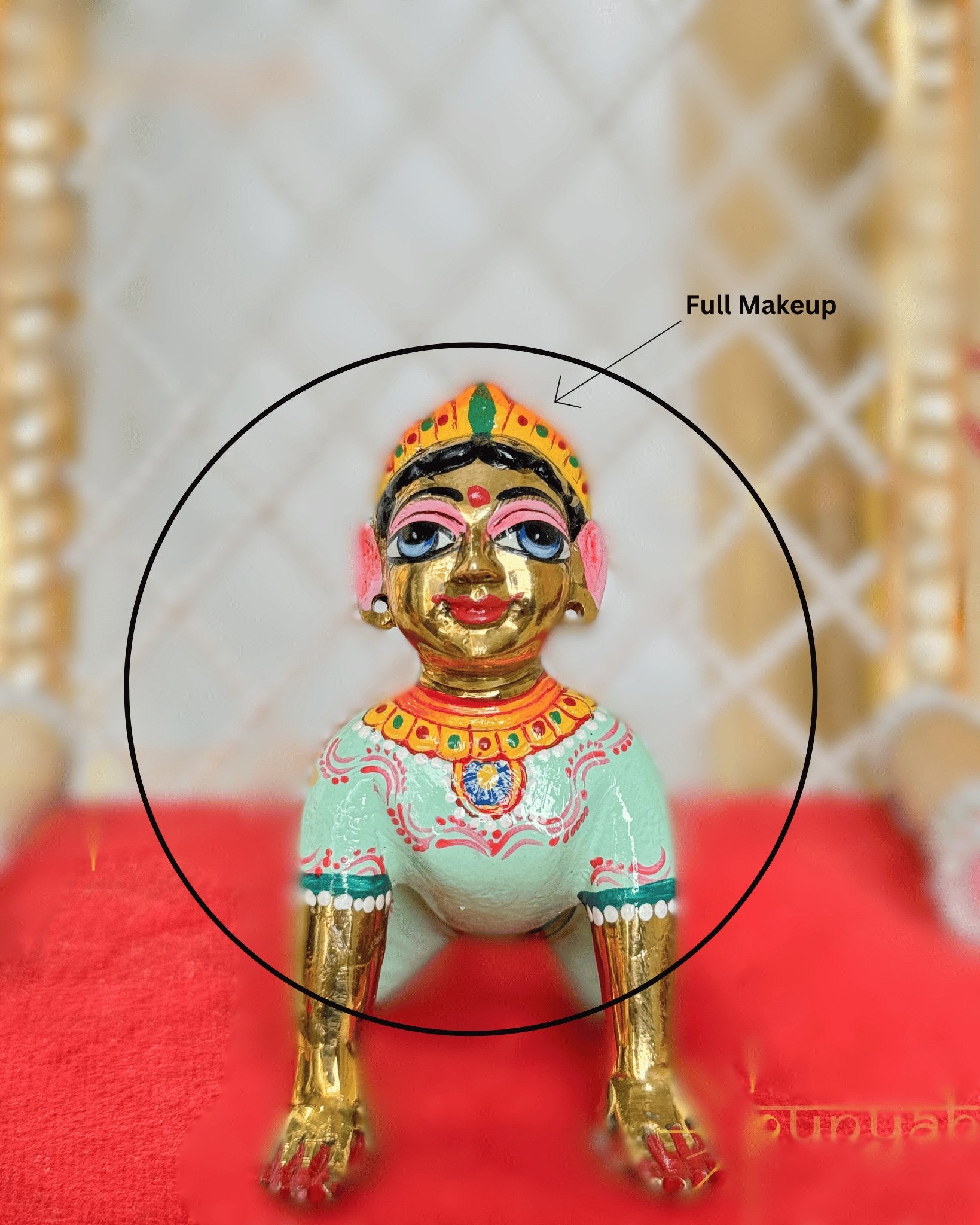 Heavy Solid Pure Brass Radha Rani Ji Idol from Vrindavan (5.25 inches) - Punyah Handicraft