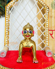 Heavy Solid Pure Brass Radha Rani Ji Idol from Vrindavan (5.25 inches) - Punyah Handicraft