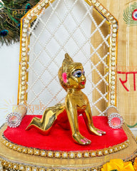 Heavy Solid Pure Brass Radha Rani Ji Idol from Vrindavan (5.25 inches) - Punyah Handicraft