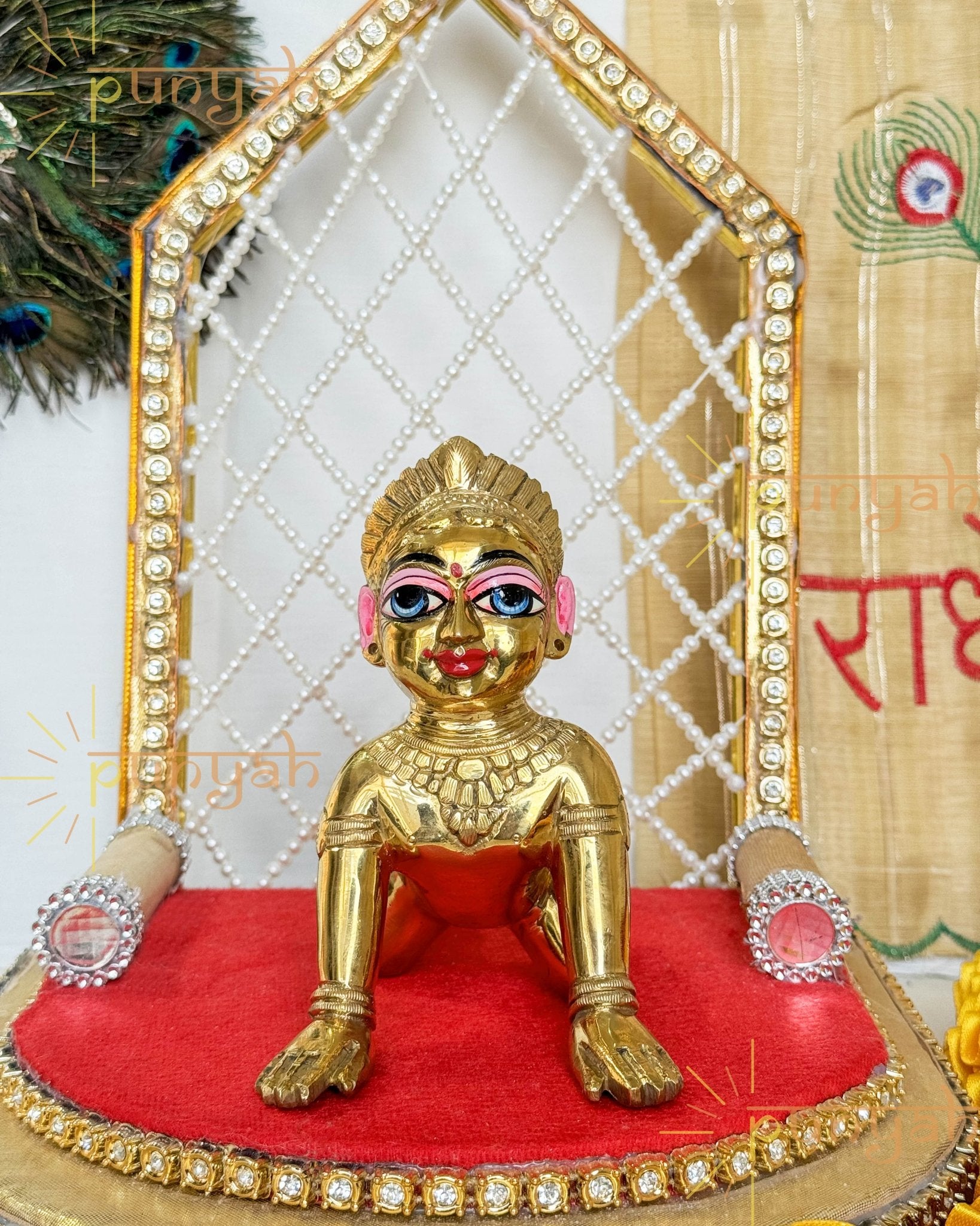 Heavy Solid Pure Brass Radha Rani Ji Idol from Vrindavan (5.5 inches) - Punyah Handicraft