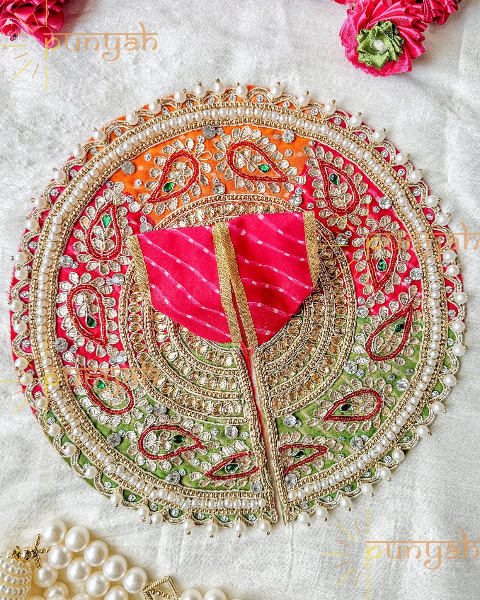 Jaipuri Style Zardosi Handwork Premium Laddu Gopal Ji Poshak - Punyah