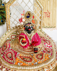 Jaipuri Style Zardosi Handwork Premium Laddu Gopal Ji Poshak - Punyah