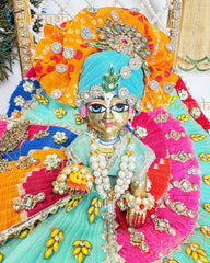 Kundan Carnival Poshak With Pagdi & Patka For Kanha Ji - Punyah