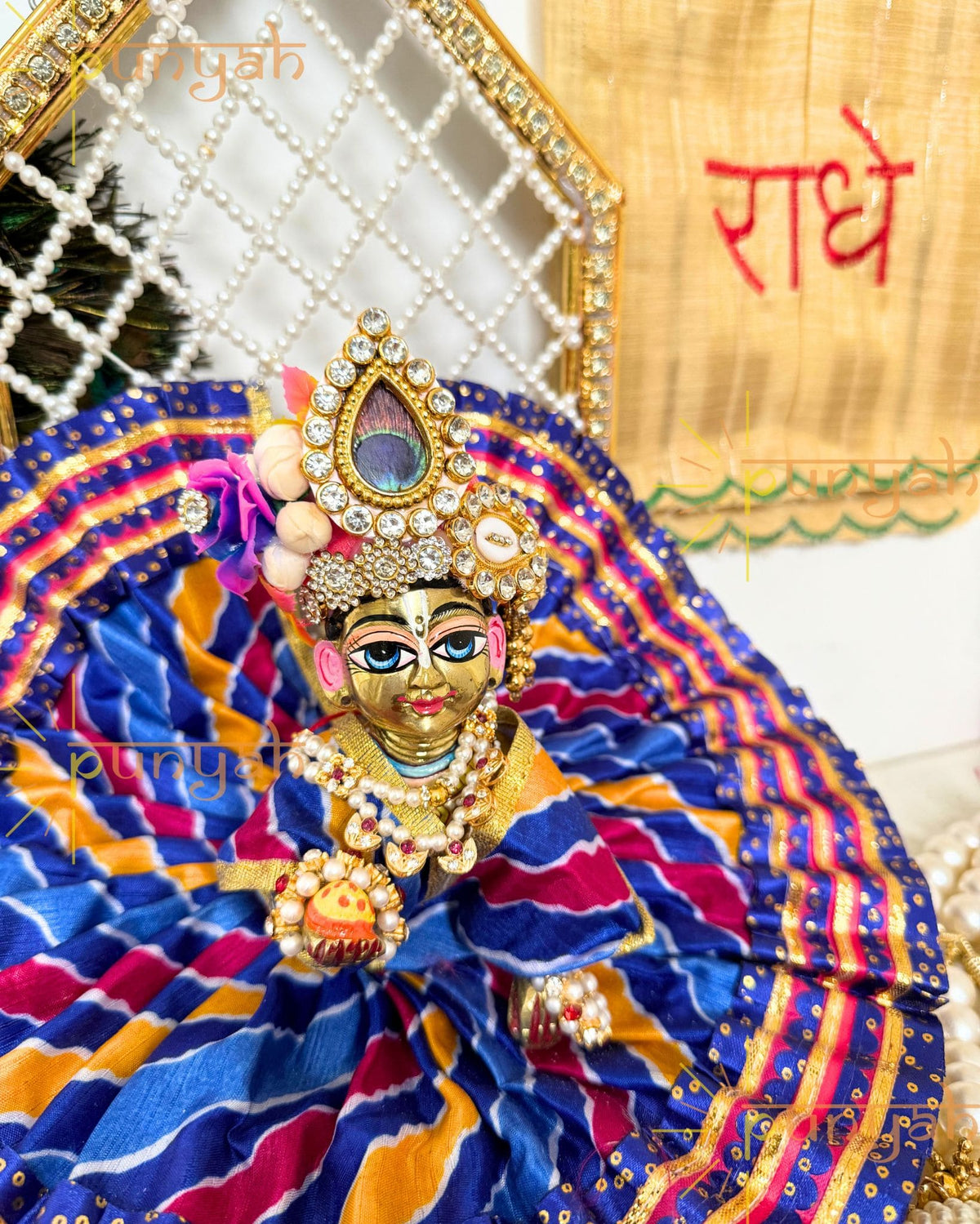 Leheriya Rajasthani Lace Detailing Poshak For Thakur Ji - Punyah Handicraft