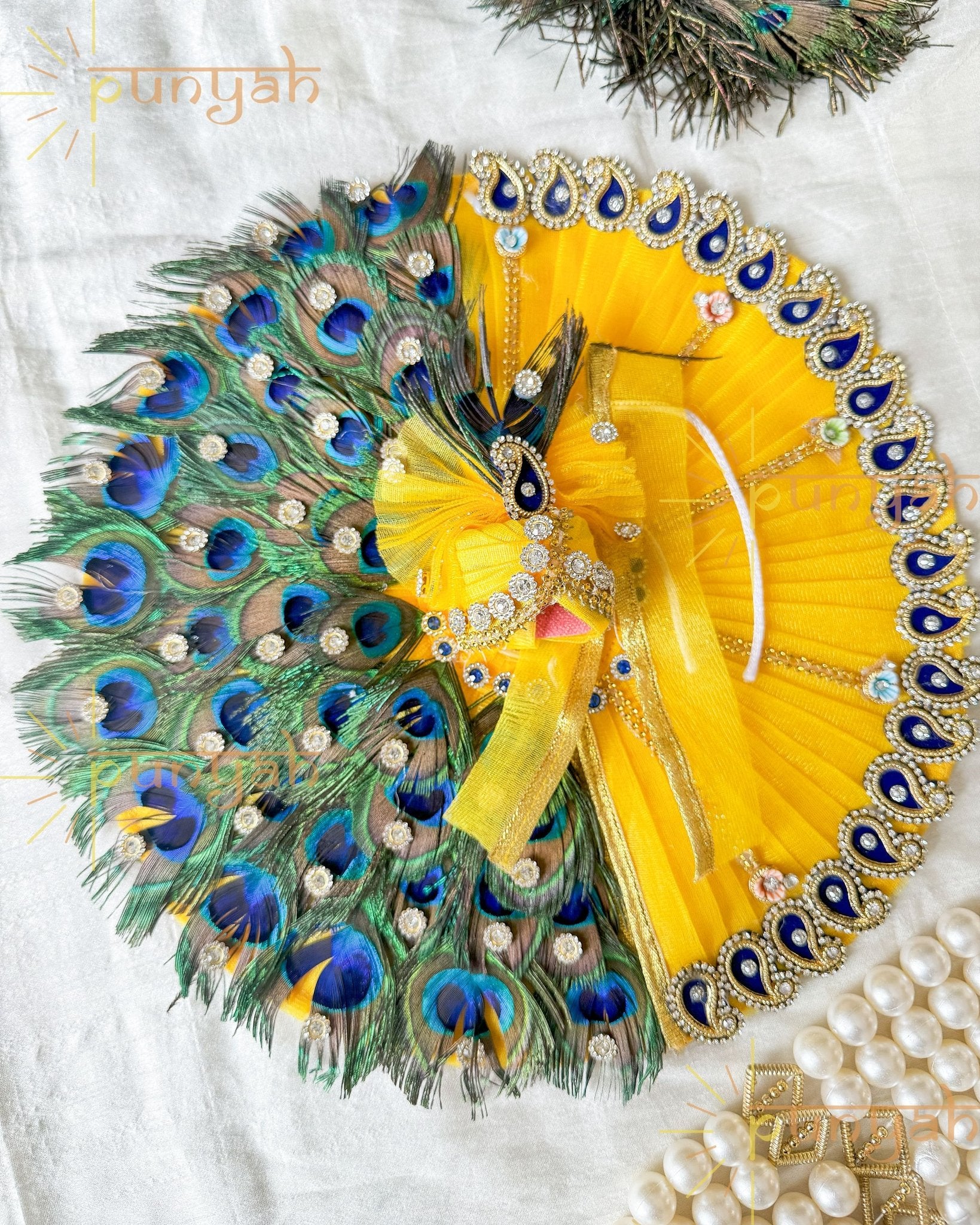 Marigold Morpankh Poshak with Pagdi For Kanha Ji - Punyah