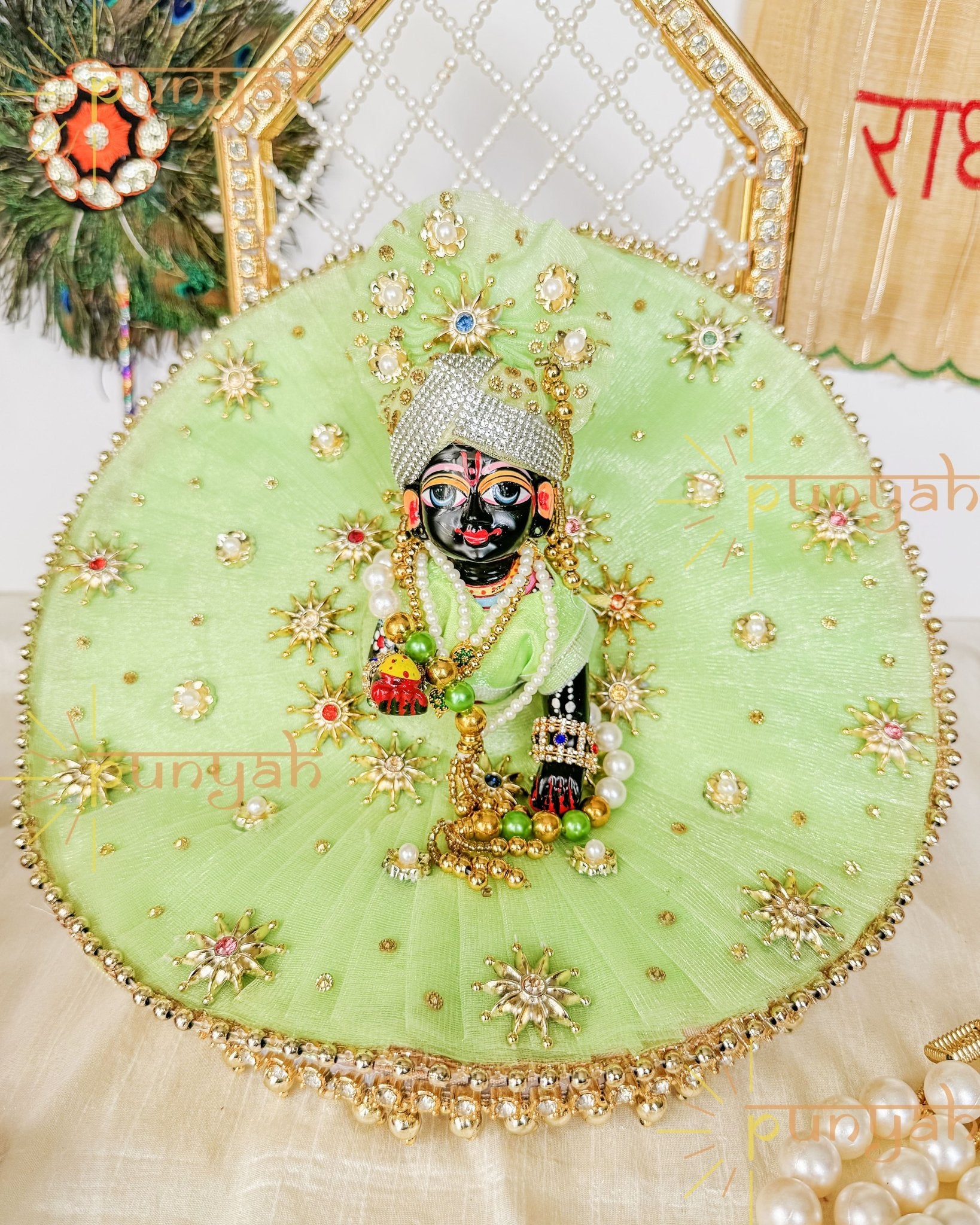 Mint Festive Wear Thakur Ji Poshak With Pagdi and Patka - Punyah