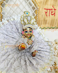 Moonlit White Sequined Poshak For Thakur Ji - Punyah Handicraft