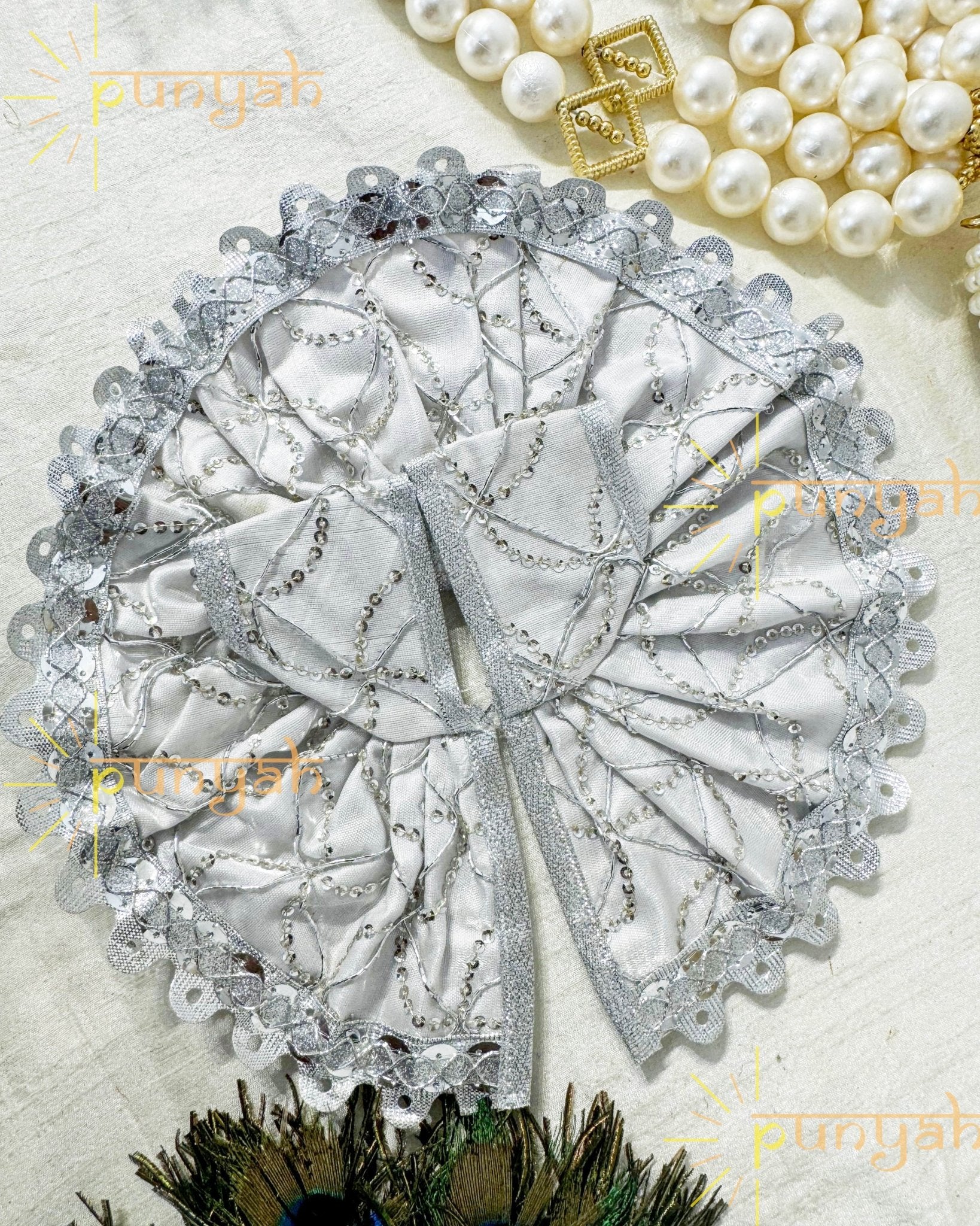 Moonlit White Sequined Poshak For Thakur Ji - Punyah Handicraft