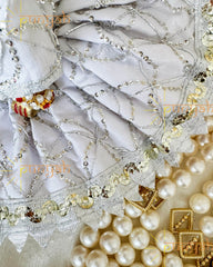 Moonlit White Sequined Poshak For Thakur Ji - Punyah Handicraft