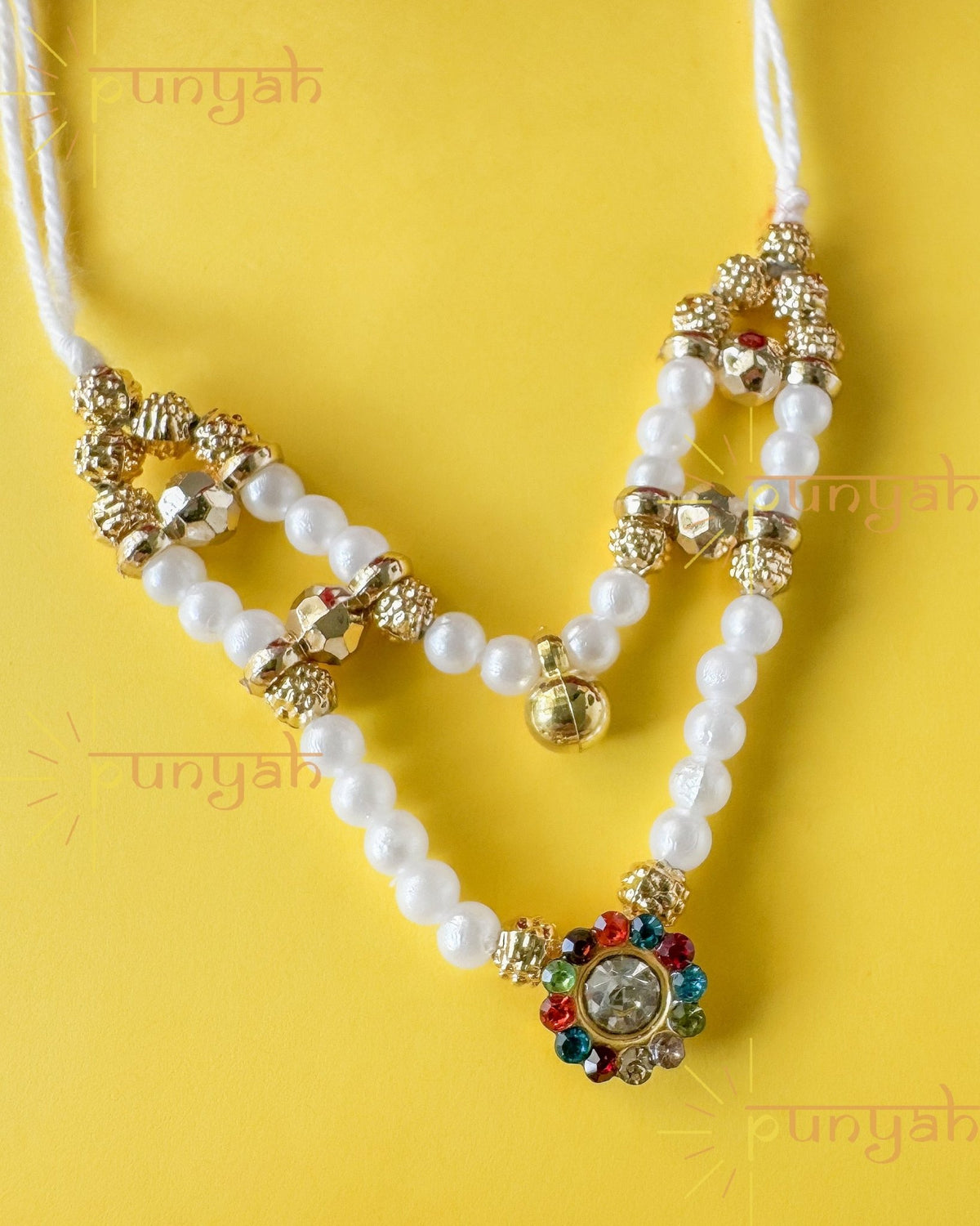 Moti Mala with Golden beads and stones - Punyah