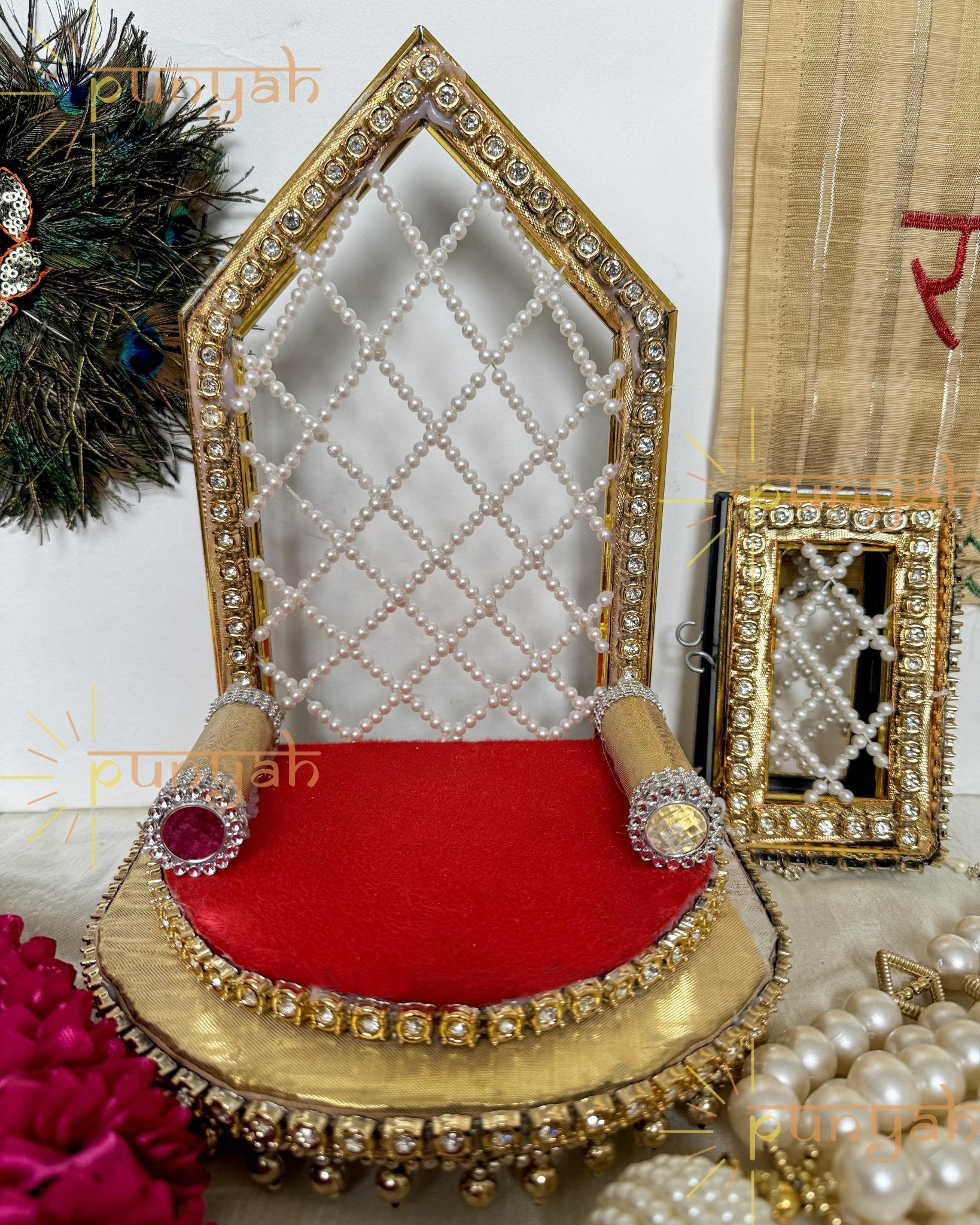 Moti Serenity Wooden Singhasan For Laddu Gopal Ji - Punyah Handicraft