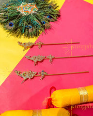 Peacock Kundan Bansuri For Laddu Gopal Ji - Punyah