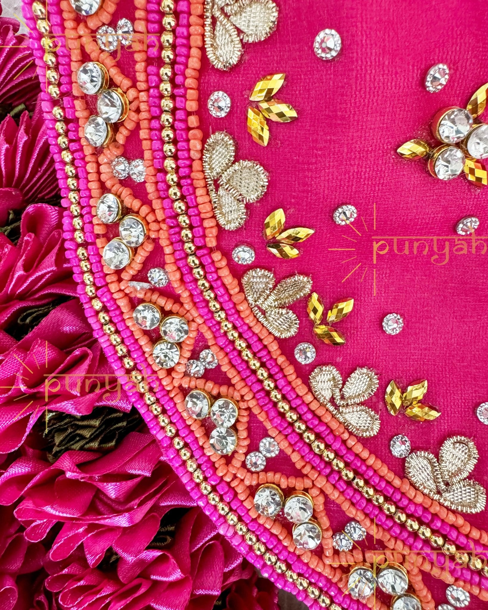 Pink Embellished Handwork Premium Poshak For Laddu Gopal Ji - Punyah Handicraft