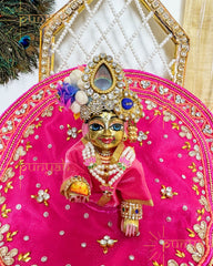 Pink Embellished Handwork Premium Poshak For Laddu Gopal Ji - Punyah Handicraft