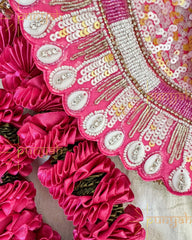 Pink Sequins Hand Embroidered Premium Poshak With Pagdi & Patka For Thakur Ji - Punyah Handicraft