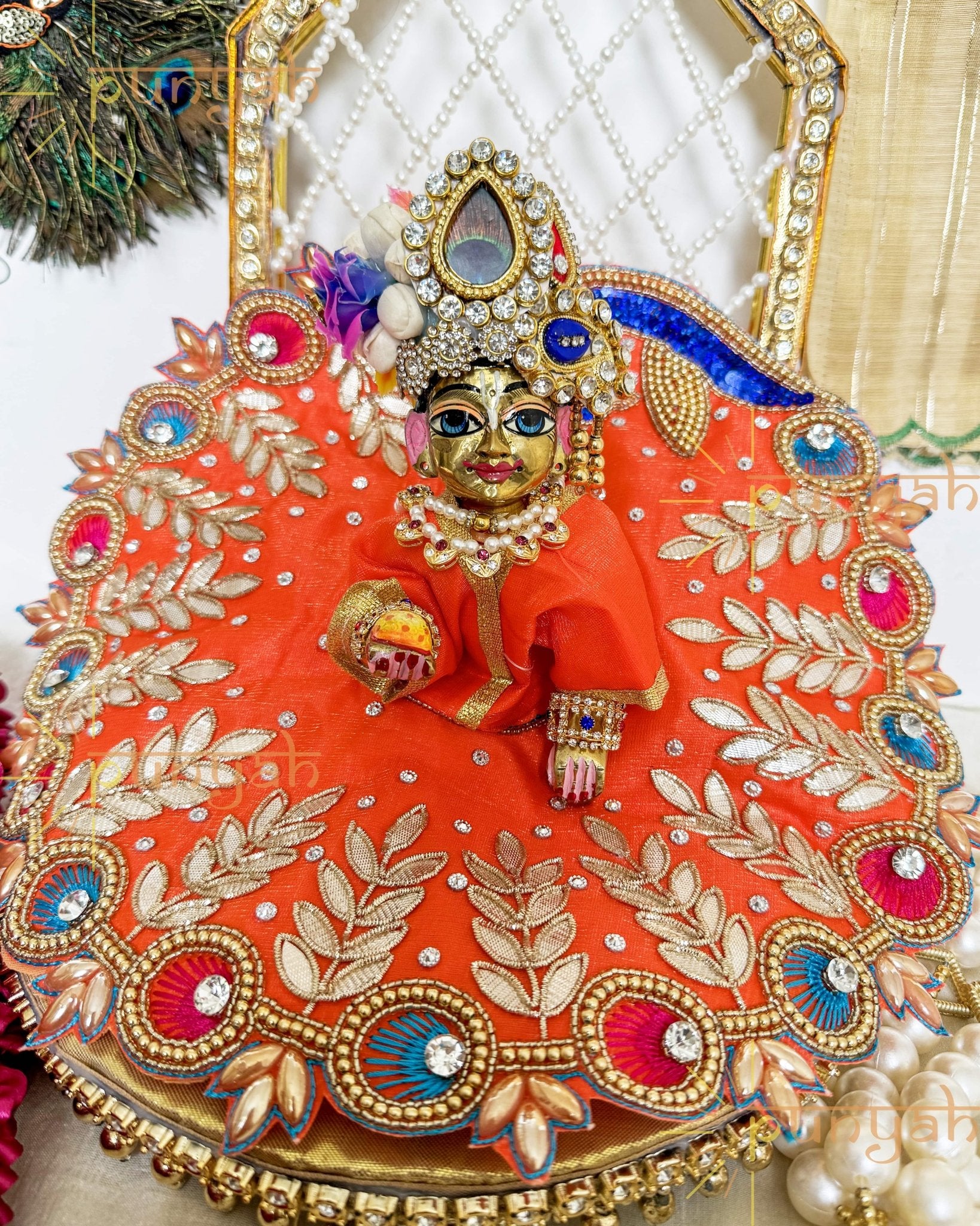 Premium Bead Handwork Poshak For Laddu Gopal Ji - Punyah Handicraft