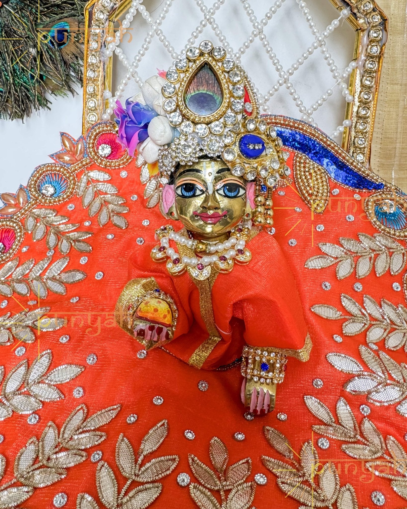 Premium Bead Handwork Poshak For Laddu Gopal Ji - Punyah Handicraft