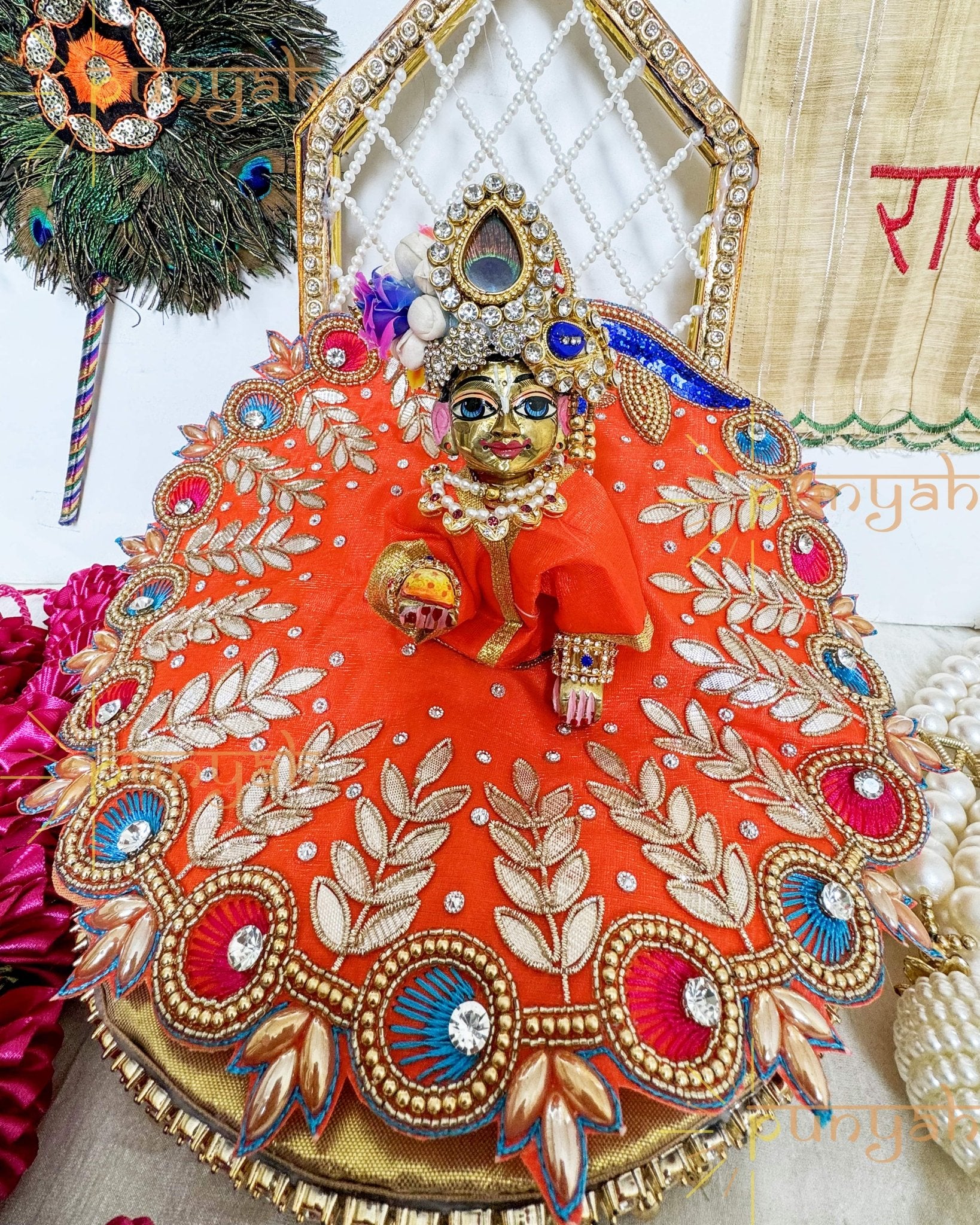 Premium Bead Handwork Poshak For Laddu Gopal Ji - Punyah Handicraft