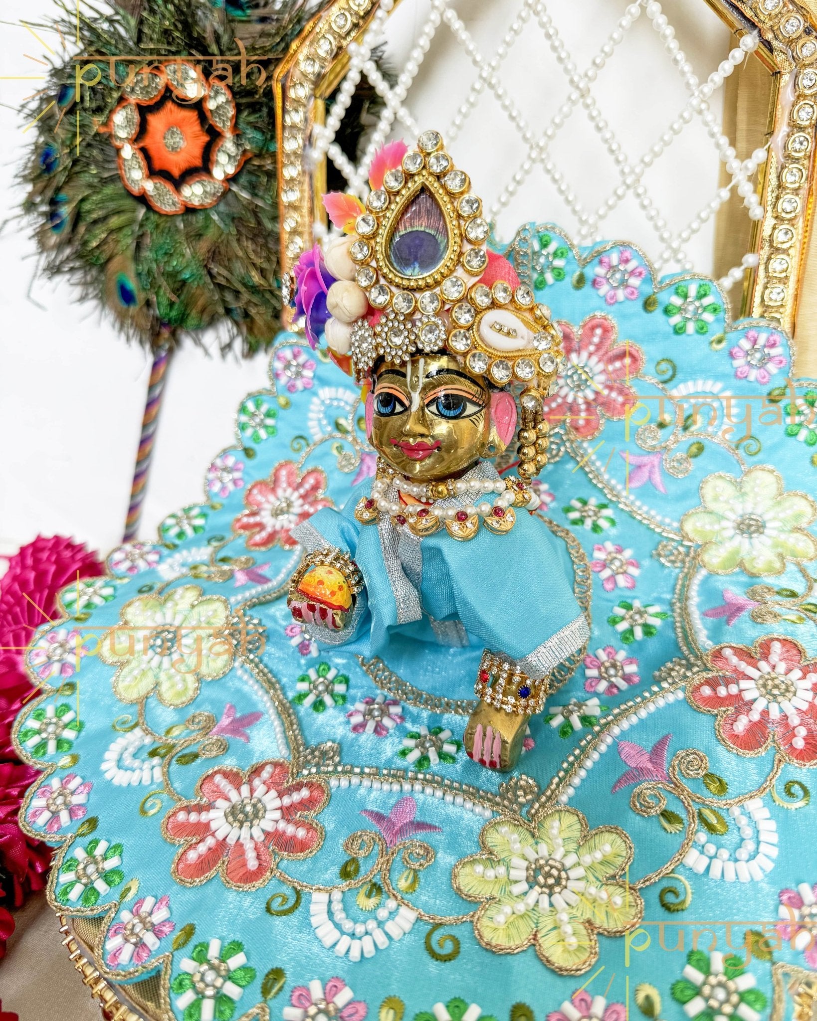 Premium Sippi Handwork Poshak for Laddu Gopal Ji - Punyah Handicraft