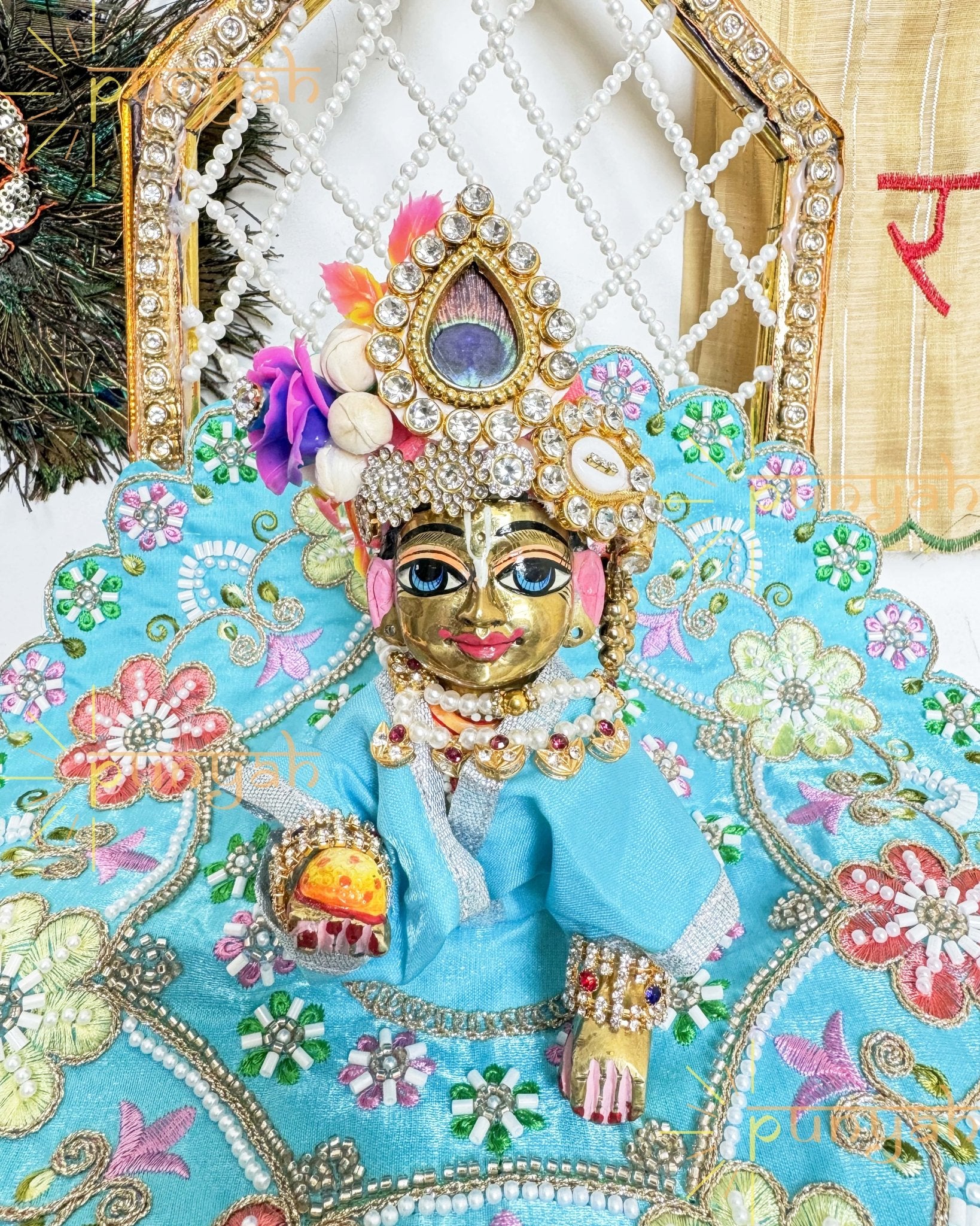 Premium Sippi Handwork Poshak for Laddu Gopal Ji - Punyah Handicraft