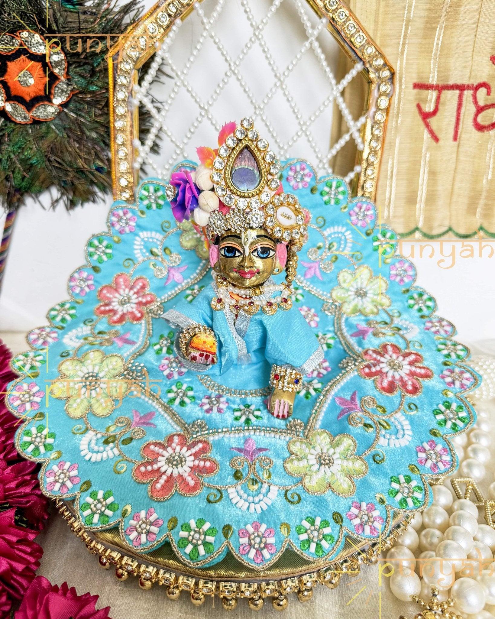 Premium Sippi Handwork Poshak for Laddu Gopal Ji - Punyah Handicraft