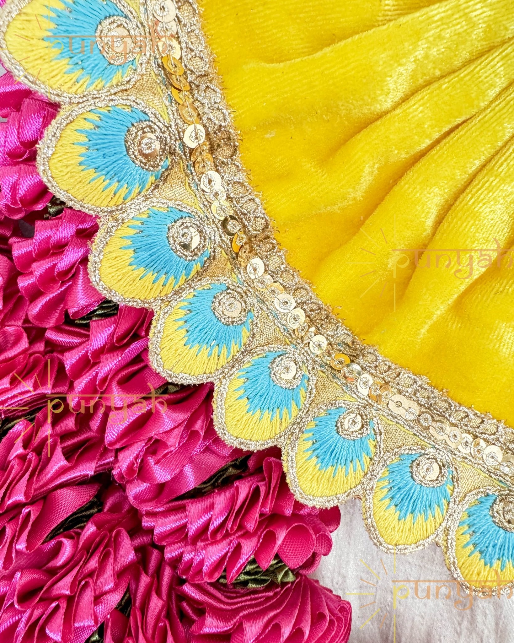 Premium Soft Velvet Poshak Lace For Kanha ji With Lace Detailing - Punyah Handicraft