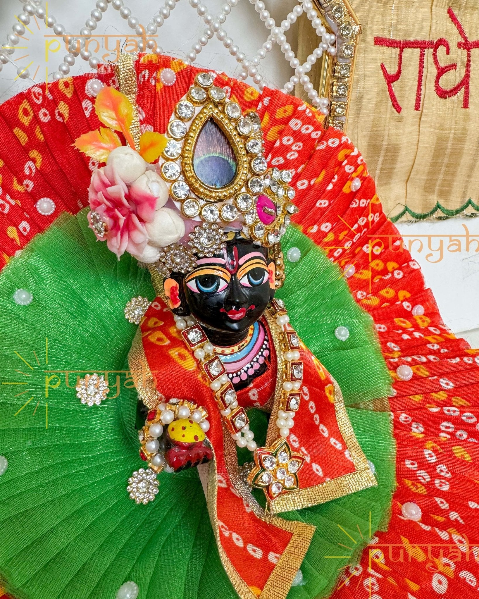 Rajasthani Stone Embellished Poshak with Patka For Kanha jI - Punyah Handicraft