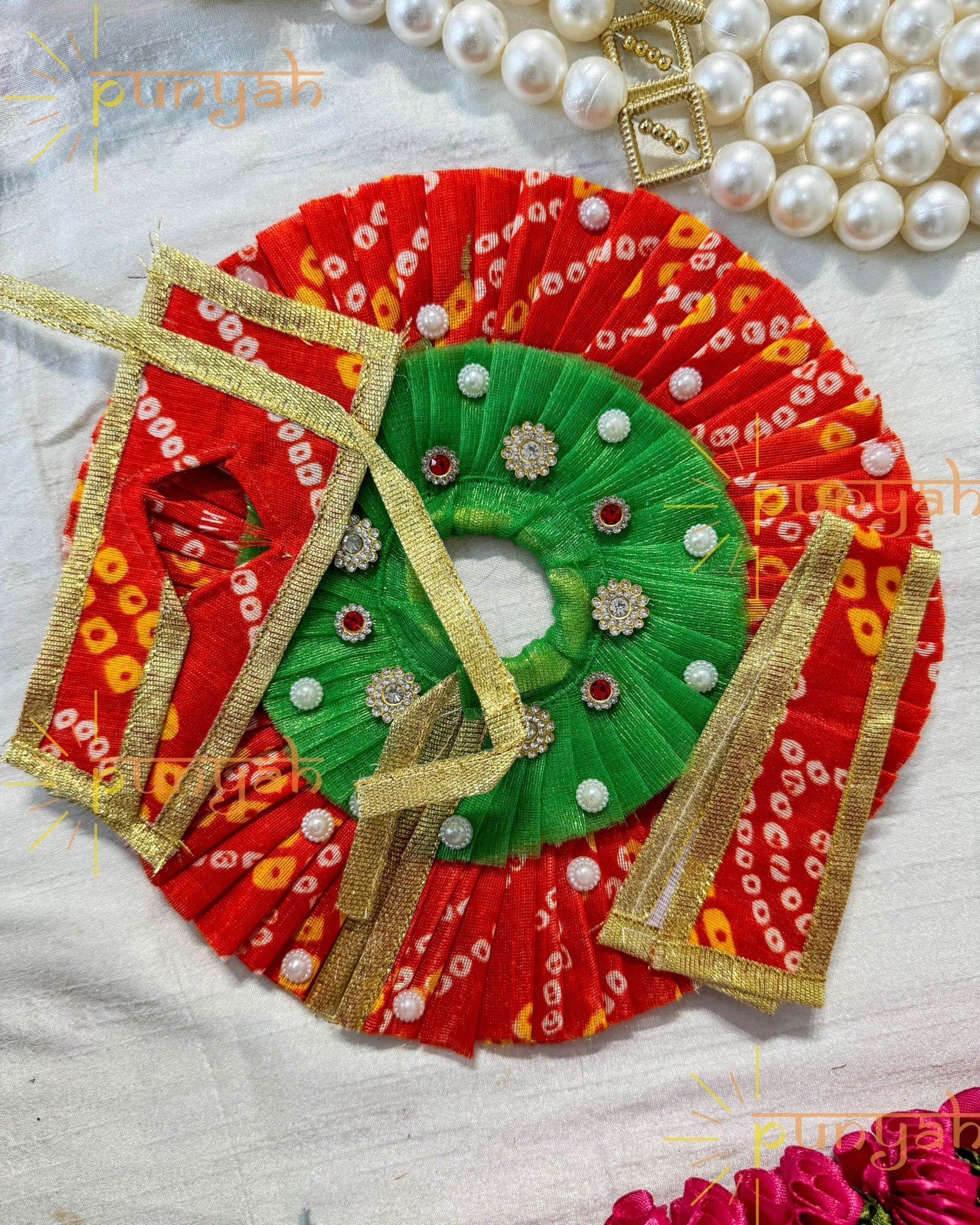 Rajasthani Stone Embellished Poshak with Patka For Kanha jI - Punyah Handicraft