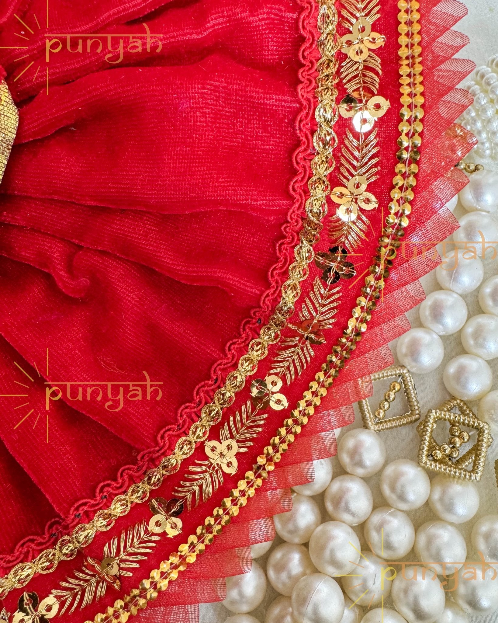 Royal Velvet Poshak with Lace Detailing For Thakur Ji - Punyah Handicraft