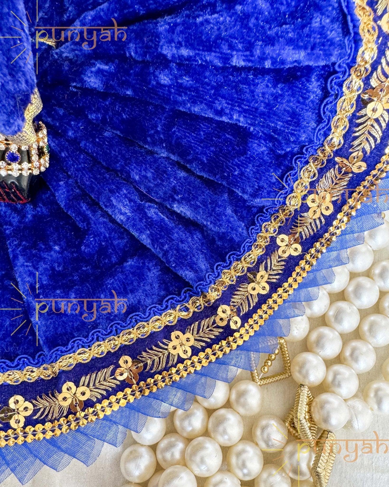 Royal Velvet Poshak with Lace Detailing For Thakur Ji - Punyah Handicraft