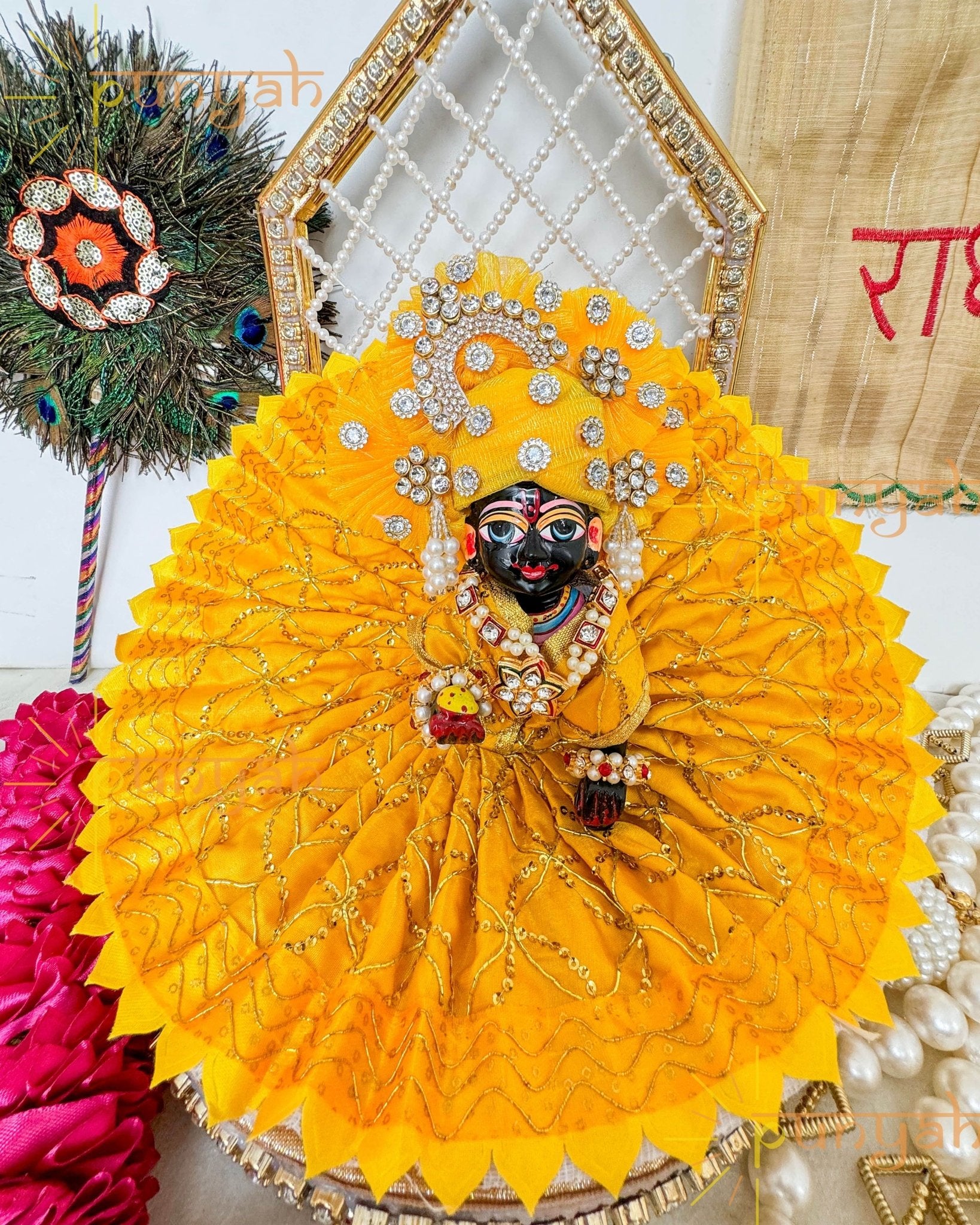 Sequined Thread Poshak For Thakur ji - Punyah Handicraft