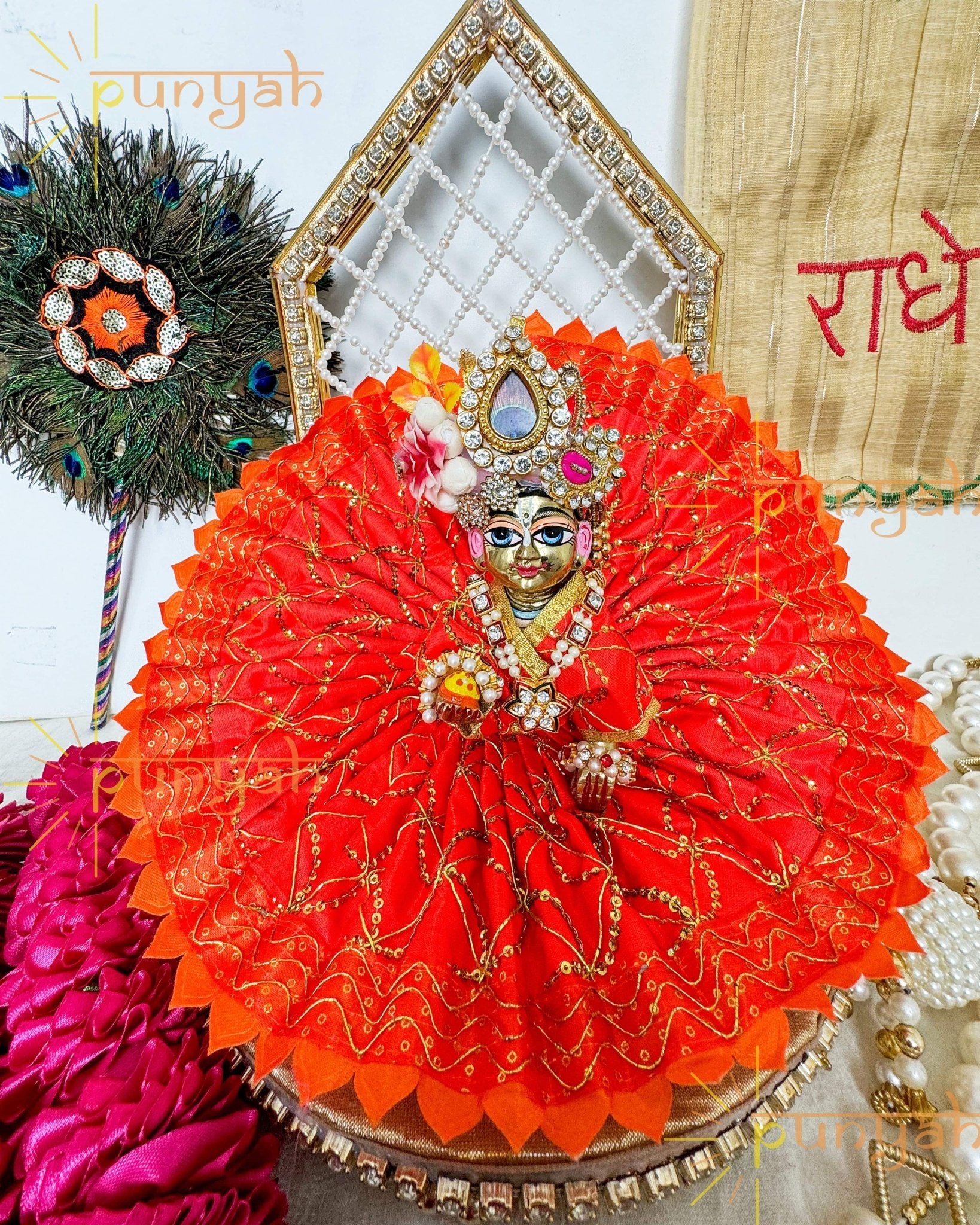 Sequined Thread Poshak For Thakur ji - Punyah Handicraft