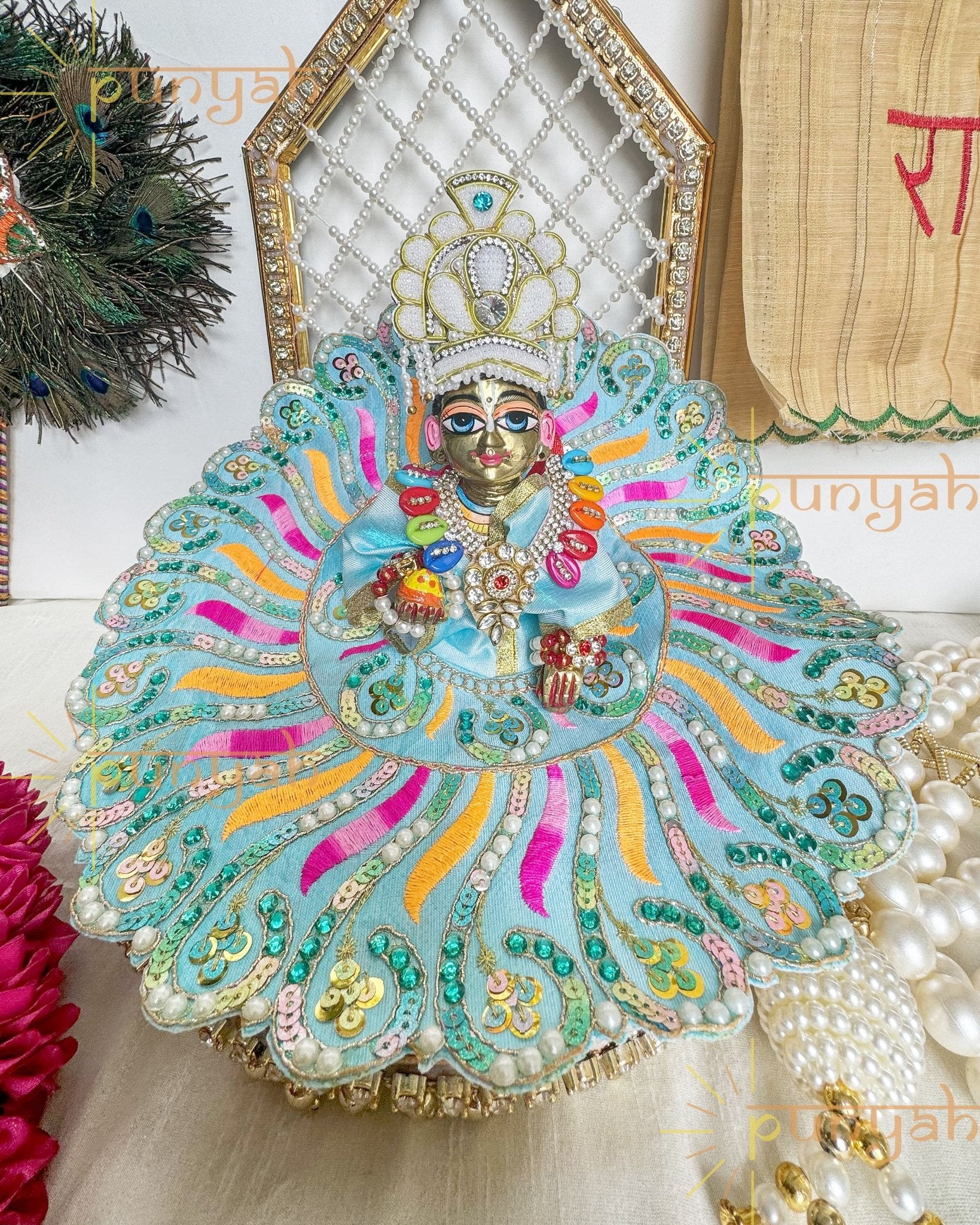 Shimmer Embroidered Poshak For Laddu Gopal Ji - Punyah