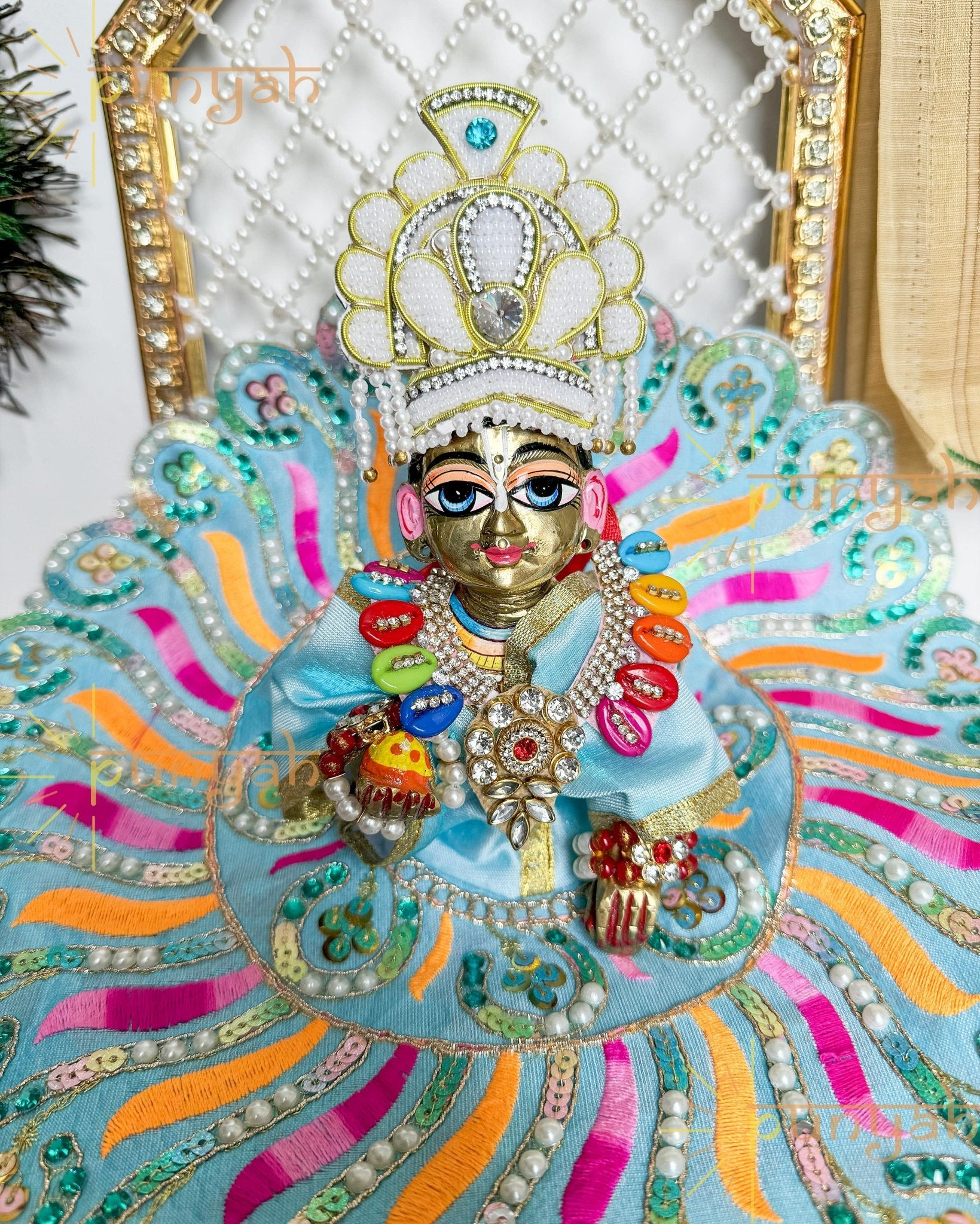 Shimmer Embroidered Poshak For Laddu Gopal Ji - Punyah