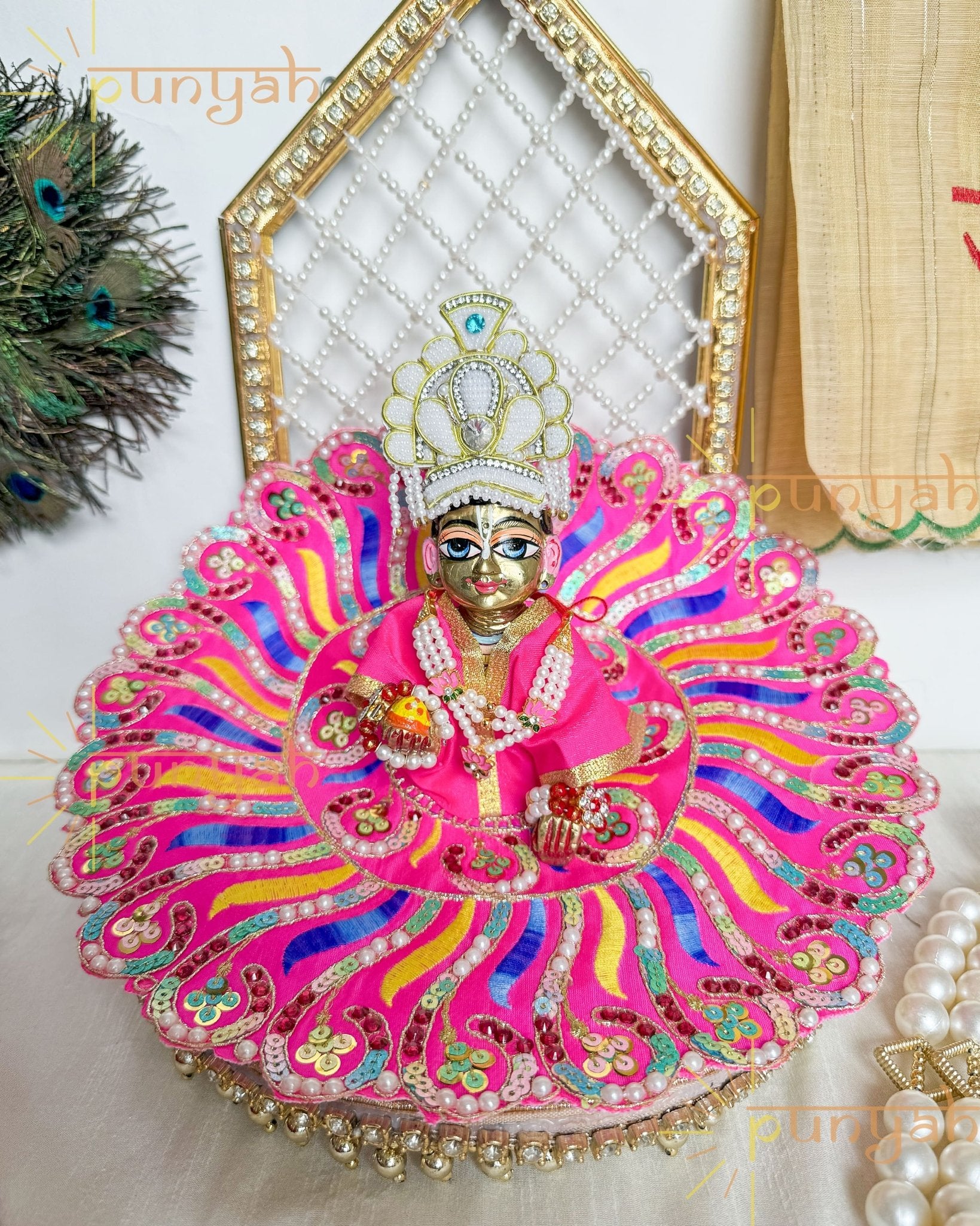 Shimmer Embroidered Poshak For Laddu Gopal Ji - Punyah