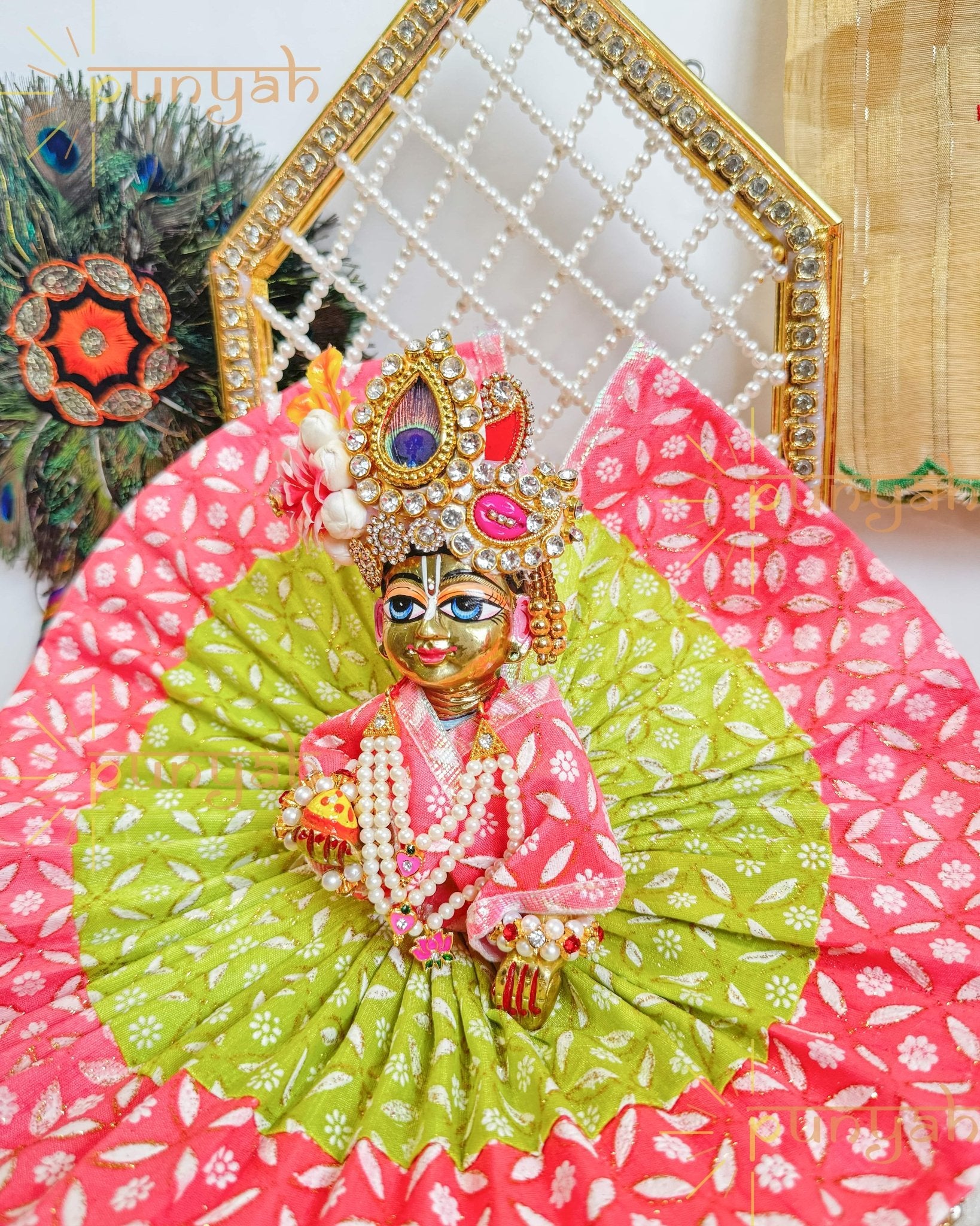 Shyam Savera Embroidered Poshak For Laddu Gopla Ji - Punyah