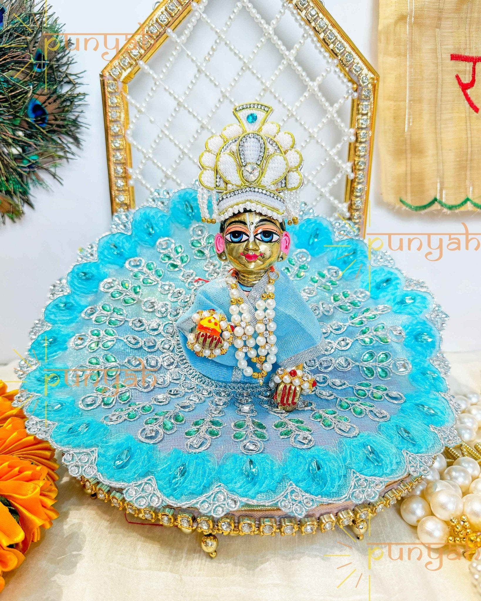 Silver Saaj Poshak For Laddu Gopal Ji - Punyah