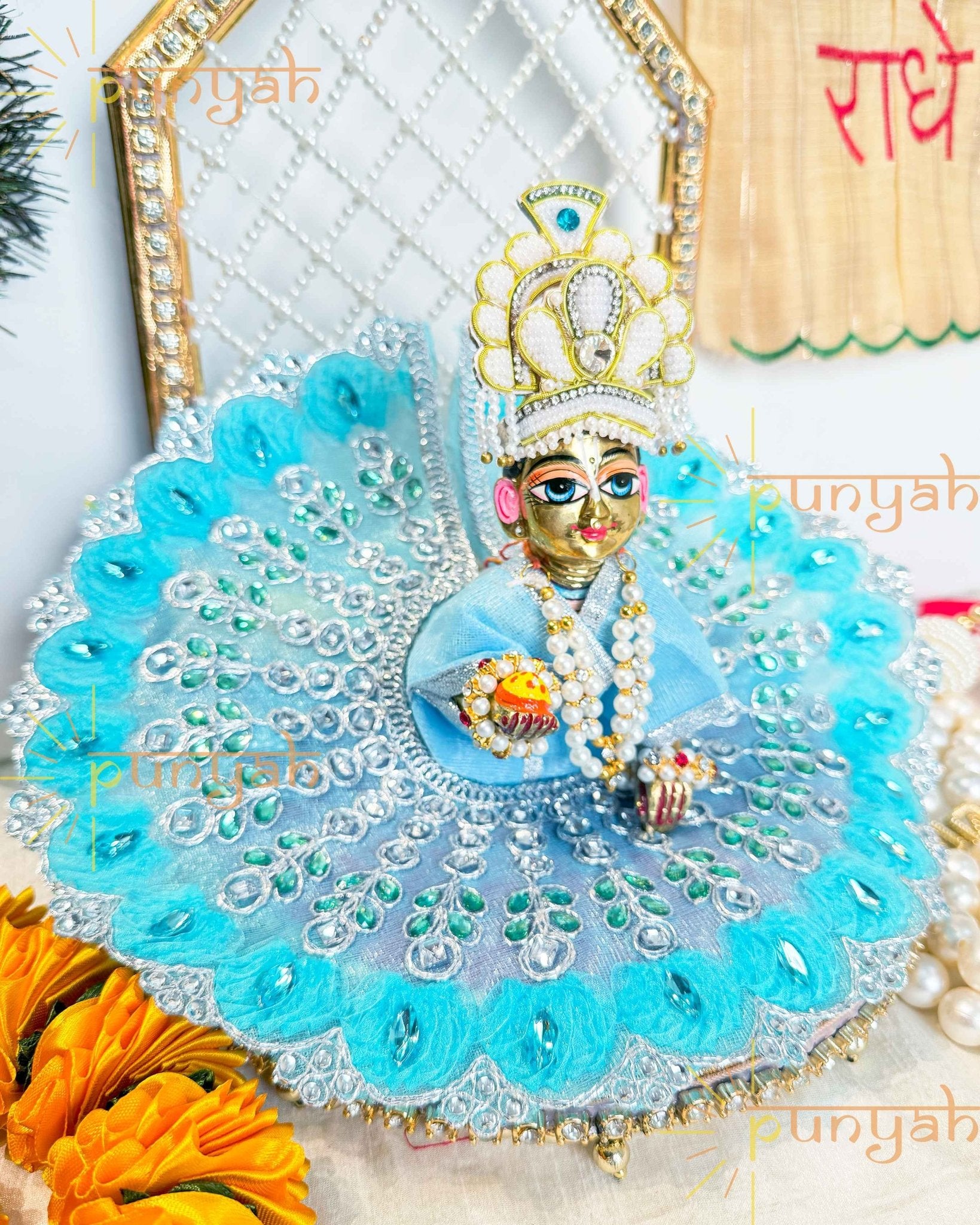 Silver Saaj Poshak For Laddu Gopal Ji - Punyah